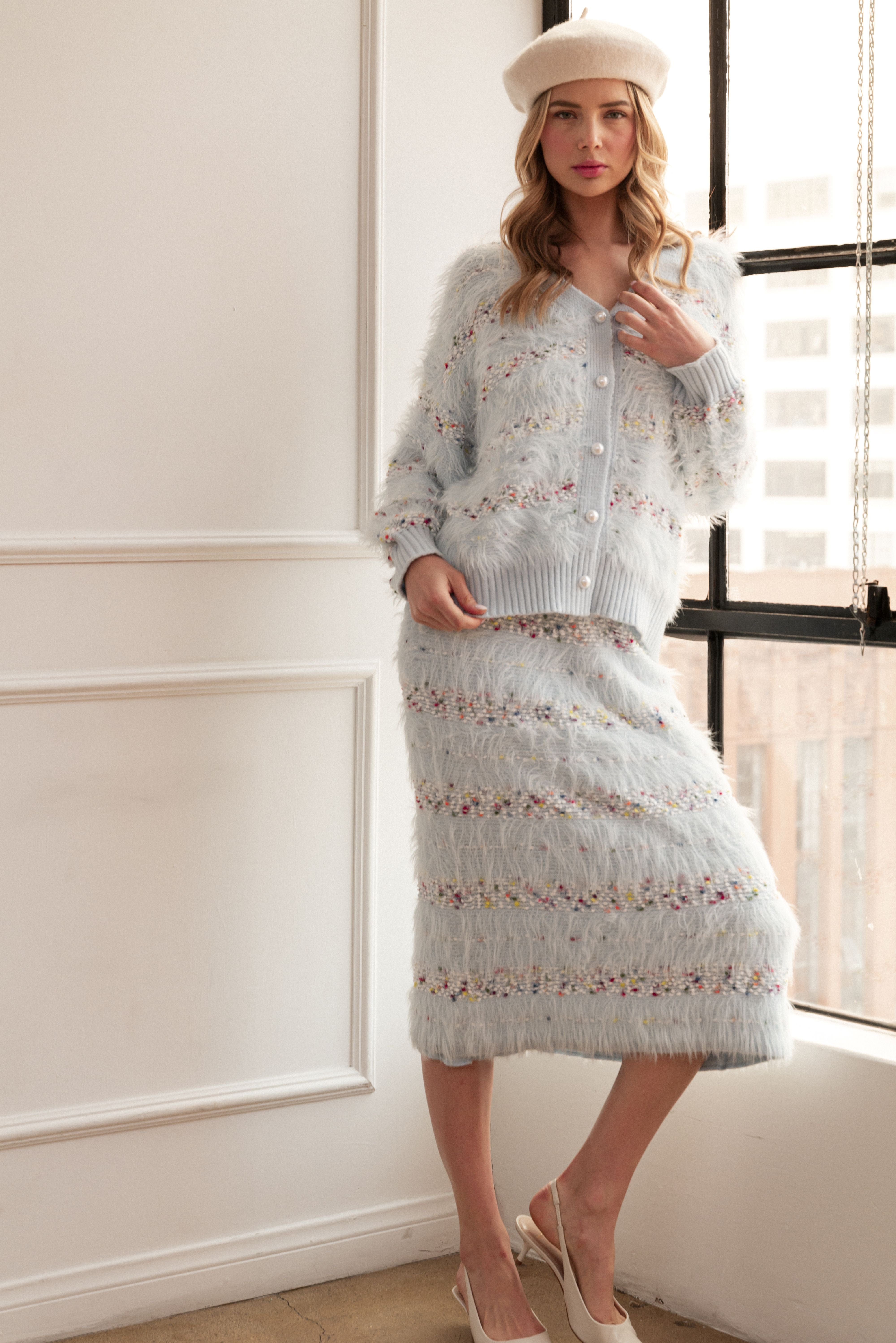 JOH |Sonata Feathered Fur Sweater Skirt