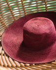 LOLO Wide-brim Jute Boater Hat in Burgundy - My Pampered Life Seattle