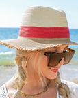 Fray Edge Color Block Panama Hat