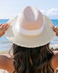 Fray Edge Color Block Panama Hat