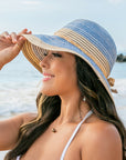 Multi-Stripe Bow Accent Sunhat