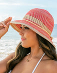 Multi-Stripe Bow Accent Sunhat