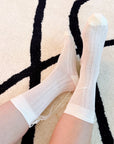 Lace And Satin Bow Back Socks Set Of 2