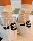 Lace And Satin Bow Back Socks Set Of 2