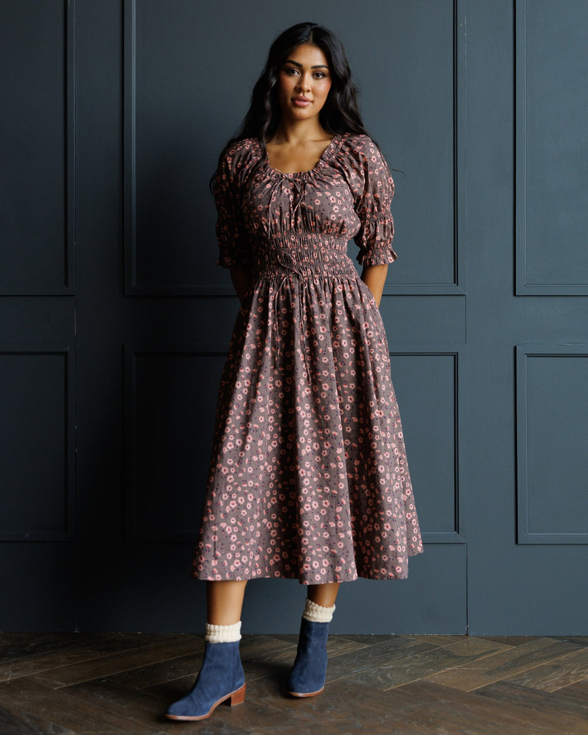Long Way Home Floral Cotton Midi Dress