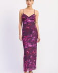 Emory Park | Adelisa Purple Floral Mesh Maxi Dress
