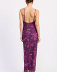 Emory Park | Adelisa Purple Floral Mesh Maxi Dress