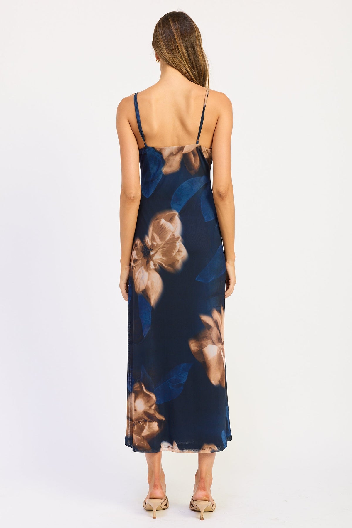 Emory Park Isadora Floral Mesh Maxi Dress — Blue Floral