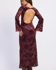 Emory Park | Honora Floral Open Back Maxi Dress – Wine