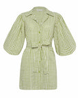 The Meghan Gingham Mini Dress in Olive Green