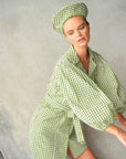 The Meghan Gingham Mini Dress in Olive Green