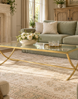 Park Hill Saber Leg Glass Coffee Table – Brass or Silver