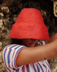 NAOMI Jute Clochet Straw Hat In Red - My Pampered Life Seattle