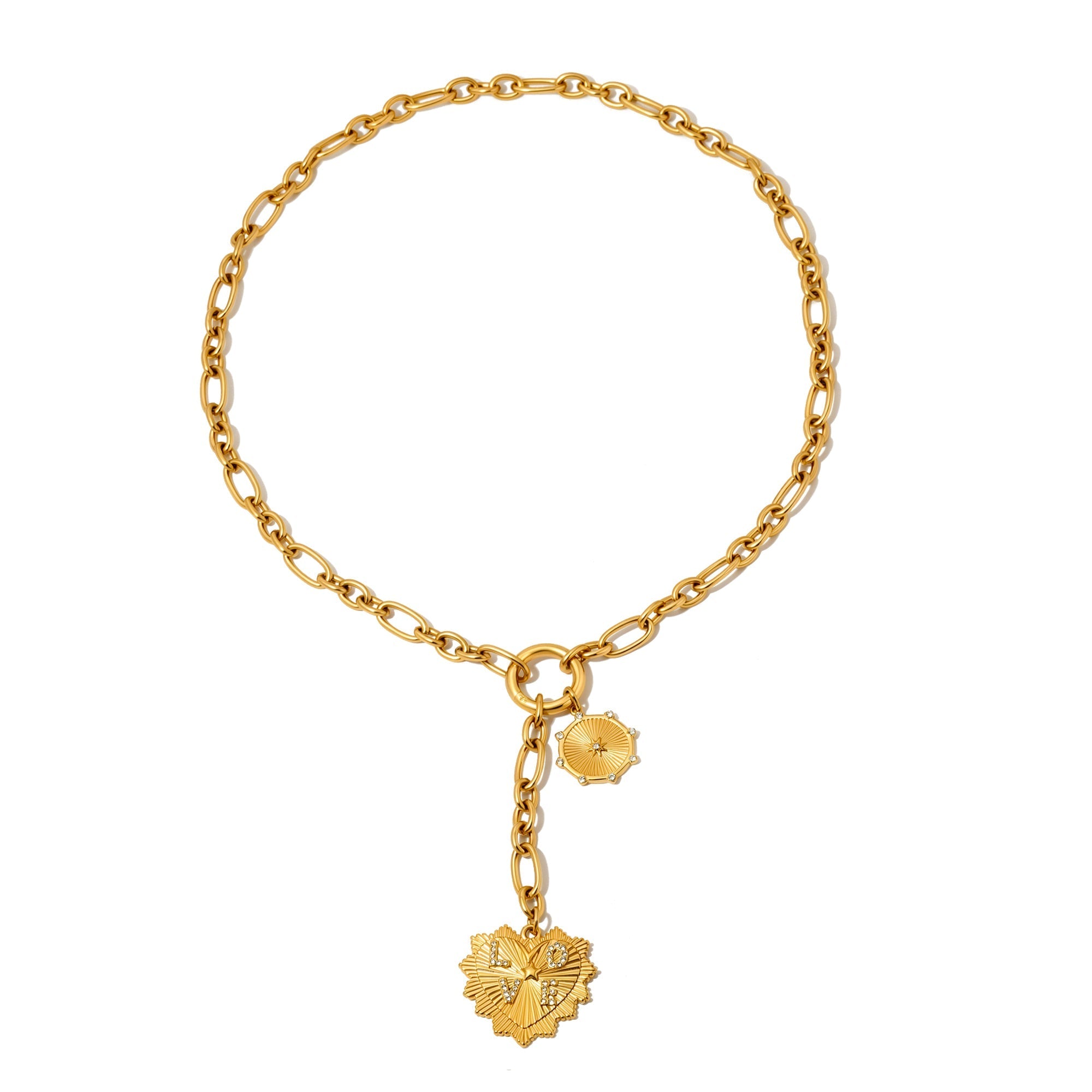 Sunburst Heart Love Pendant Necklace - WATERPROOF
