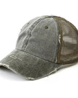 Distressed Messy Bun Hat Cap