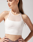 POPFLEX Full Size Celeste Mesh Crop Bralette - Coconut Cream