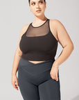 POPFLEX Full Size Celeste Mesh Crop Bralette - Black