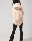 Full Size Faux Sherpa Cocoon Coat - Taupe