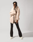 Full Size Faux Sherpa Cocoon Coat - Taupe