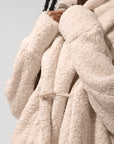 Full Size Faux Sherpa Cocoon Coat - Taupe