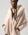 Full Size Faux Sherpa Cocoon Coat - Taupe