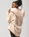 Full Size Faux Sherpa Cocoon Coat - Taupe