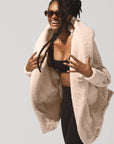 Full Size Faux Sherpa Cocoon Coat - Taupe