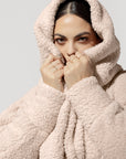 Full Size Faux Sherpa Cocoon Coat - Taupe