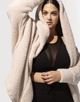 Full Size Faux Sherpa Cocoon Coat - Taupe