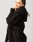 POPFLEX Full Size Faux Sherpa Cocoon Coat - Black