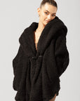 POPFLEX Full Size Faux Sherpa Cocoon Coat - Black