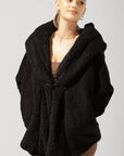 POPFLEX Full Size Faux Sherpa Cocoon Coat - Black