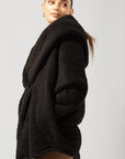 POPFLEX Full Size Faux Sherpa Cocoon Coat - Black