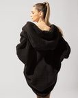 POPFLEX Full Size Faux Sherpa Cocoon Coat - Black