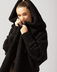 POPFLEX Full Size Faux Sherpa Cocoon Coat - Black