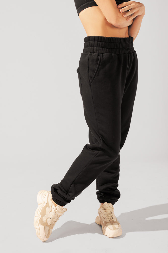 POPFLEX Full Size Cloud Rollover Sweatpant - Black