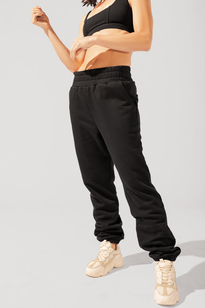 POPFLEX Full Size Cloud Rollover Sweatpant - Black