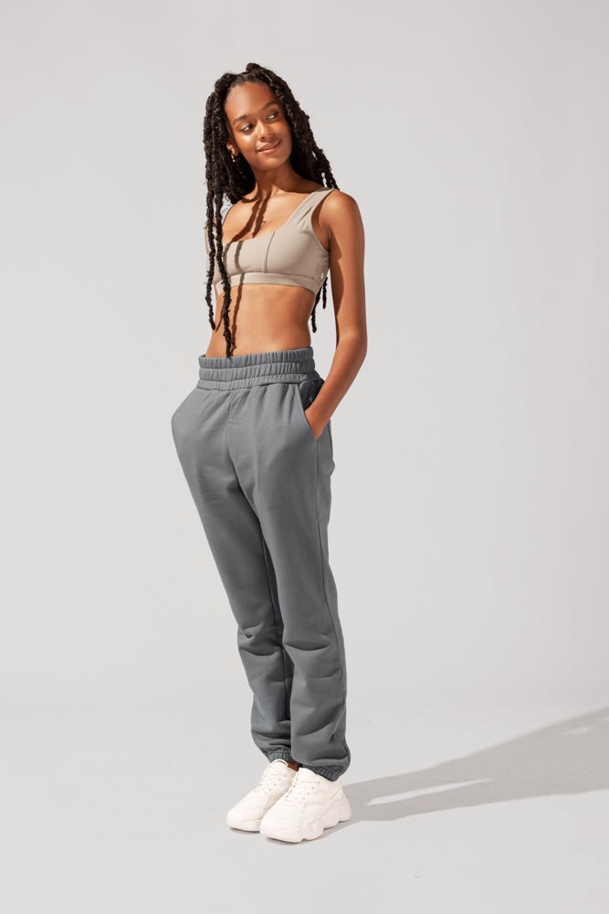 POPFLEX Full Size Cloud Rollover Sweatpant - Smoke