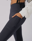 POPFLEX Full Size Crisscross Hourglass® Leggings with Pockets - Smoky Navy