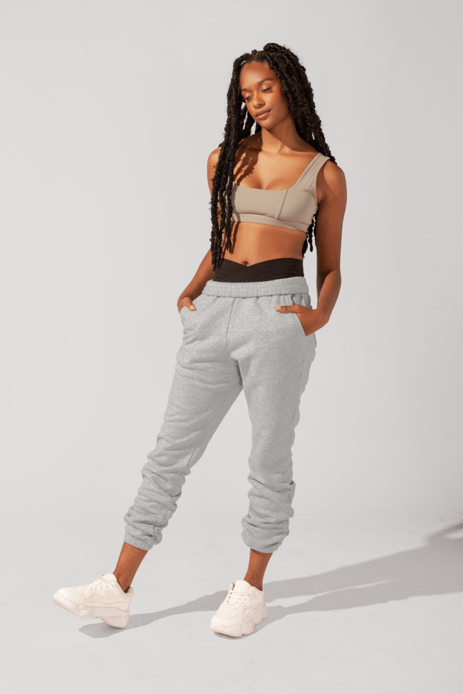 POPFLEX Full Size Cloud Rollover Sweatpant - Heather Grey