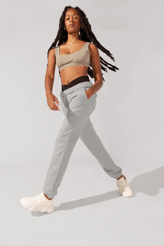 POPFLEX Full Size Cloud Rollover Sweatpant - Heather Grey