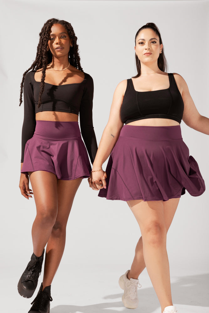 Full Size Twirl Skort - Plum