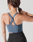 POPFLEX Full Size Daphne Corset Crop Top - Indigo Teal