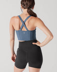 POPFLEX Full Size Daphne Corset Crop Top - Indigo Teal