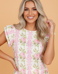 Floral Ruffle Short Sleeve Top