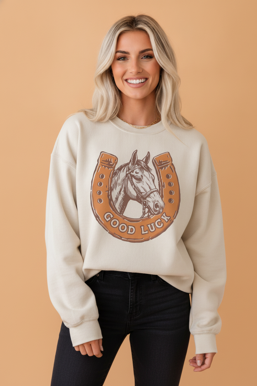 Good Luck Horseshoe Western Sweatshirt