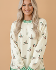 Mallard Stripe Contrast Trim Drop Shoulder Sweatshirt