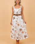 Western Horseshoe Smocked Sleeveless Midi Dress