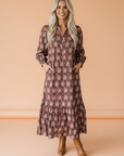 Floral Button Front Ruffle Hem Midi Dress