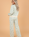 Sky Blue Floral Top & Wide Leg Pants Set